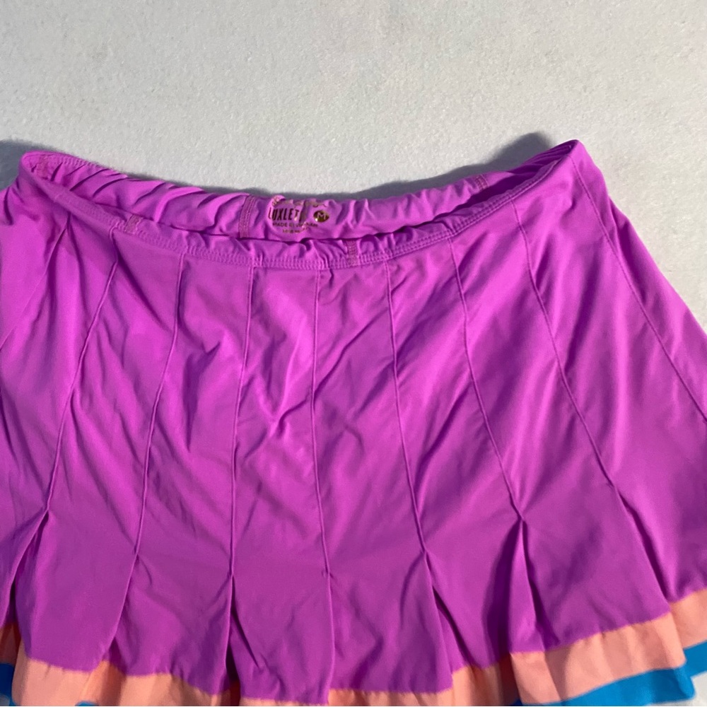 Lilly Pulitzer Loren Luxletic UPF 50+ Amethyst Stripe Hem Pleat Skort Medium - Picture 3 of 10